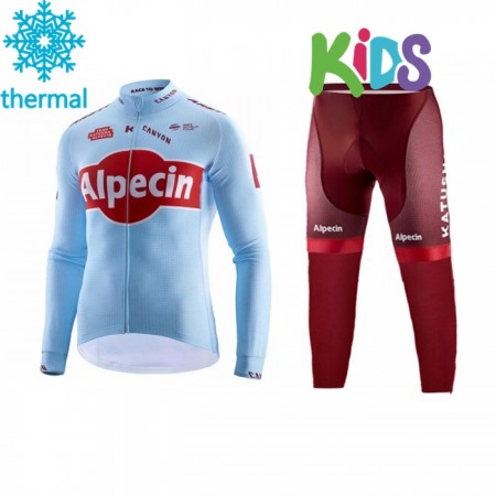Tenue Cycliste et Collant Long 2019 Team Katusha Alpecin Enfant Hiver Thermal Fleece N001